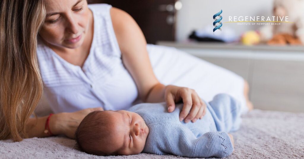 A mother soothing her baby to sleep