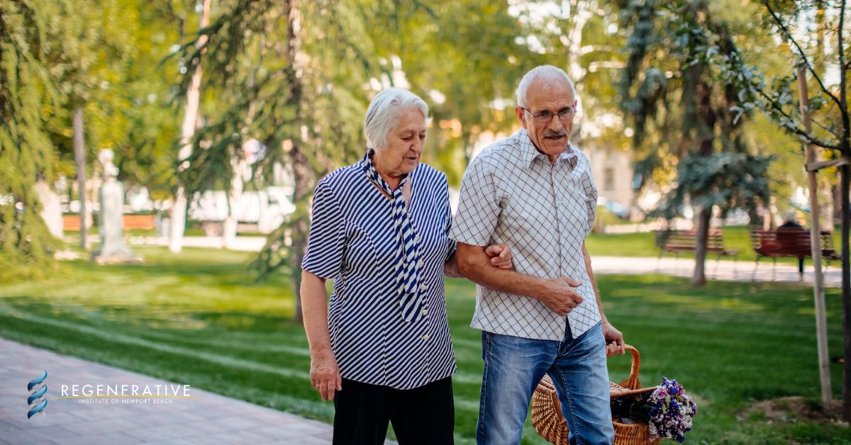 Old couple walking