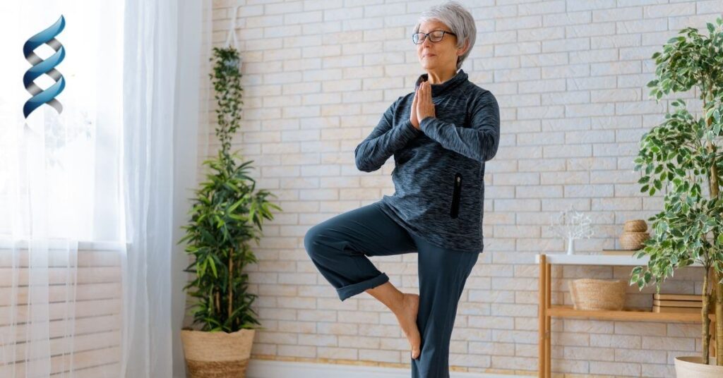 senior female doing yoga pose