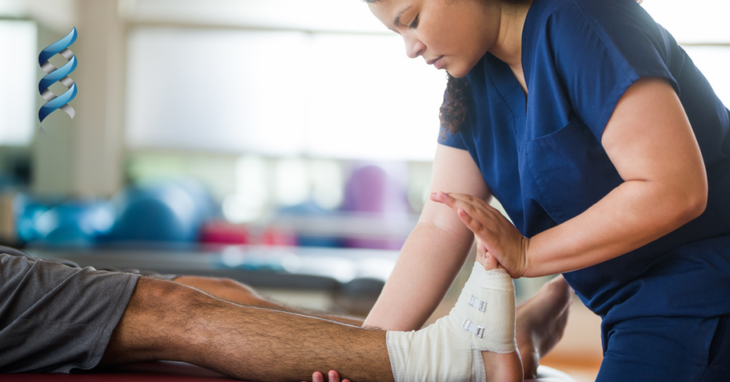 Healthcare professional doing a therapy in patient's ankle