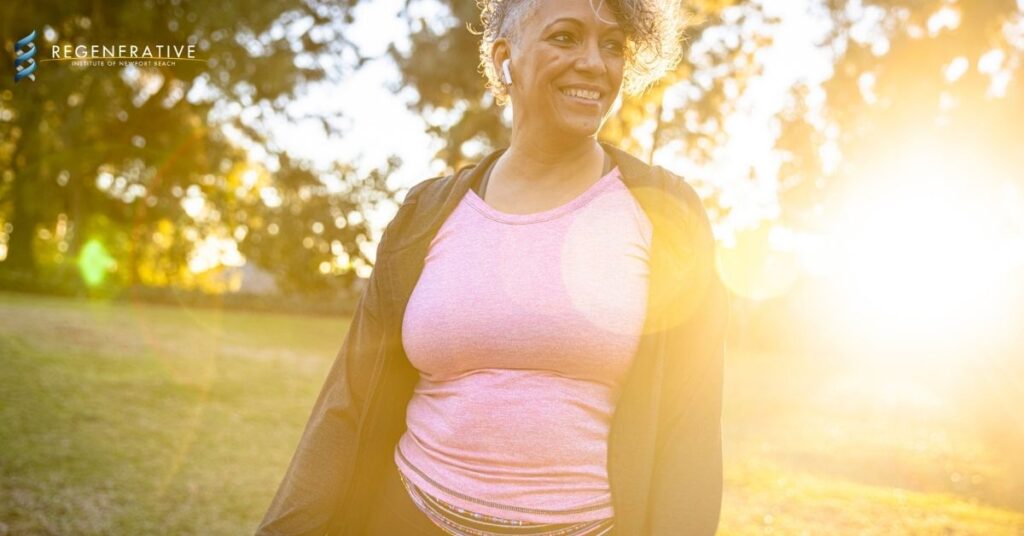 woman walking outside